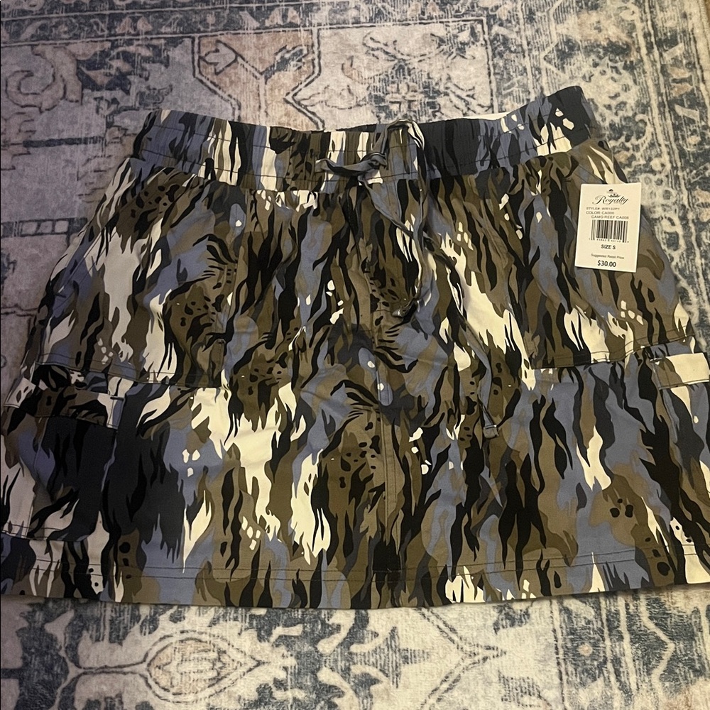 Camouflage Skirt with Drawstring Waist